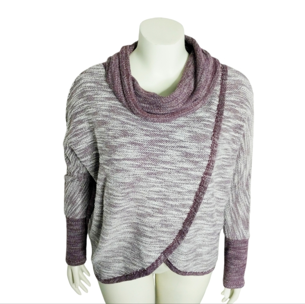 Calvin Klein Performance Cowl Neck Sweater S/P/CH Tulip Faux Wrap Pullover Purpl